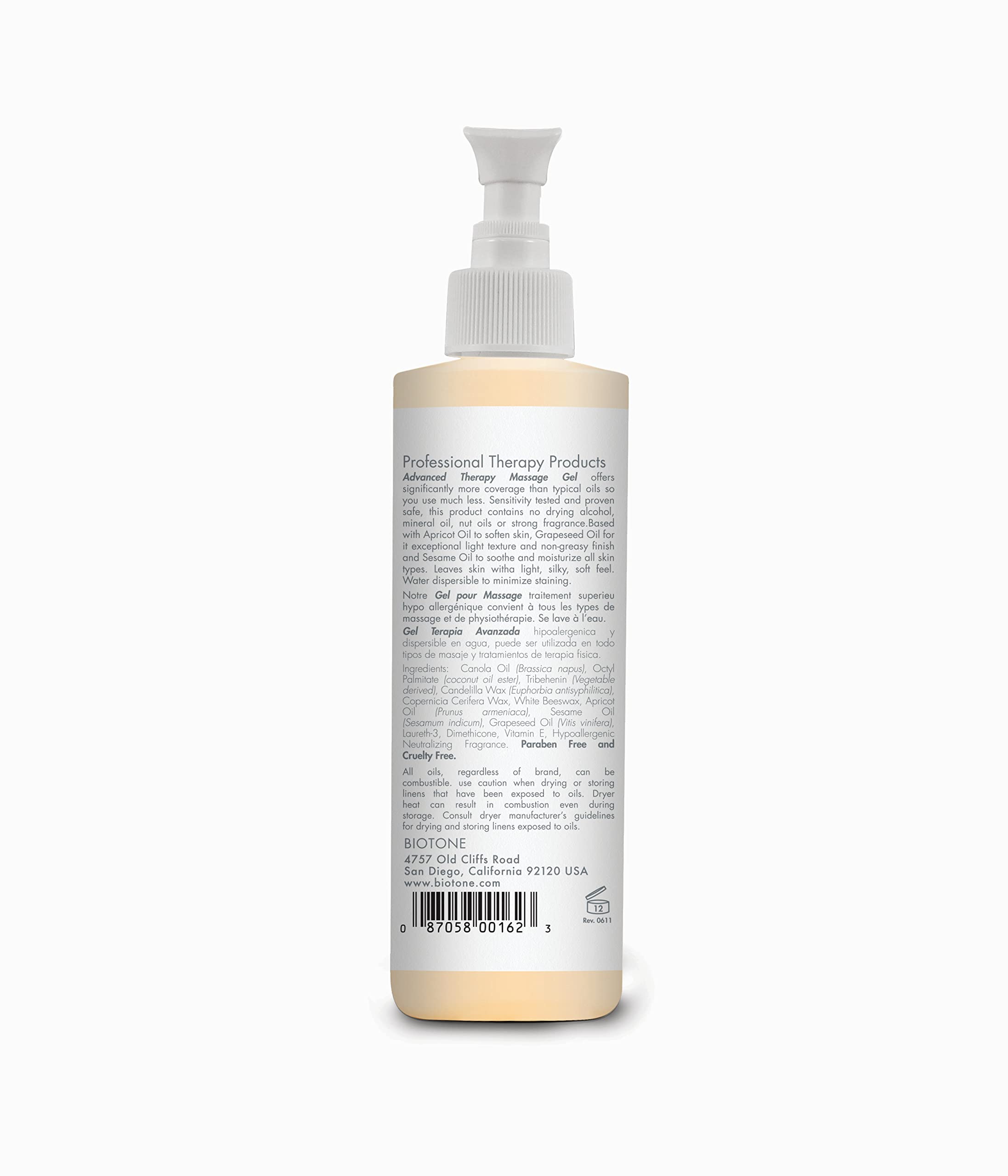 BIOTONE Advanced Therapy Massage Gel, Smooth, Silky Glide Without the Oil Feel, Ideal Workability, Nut-Oil Free, Hypoallergenic