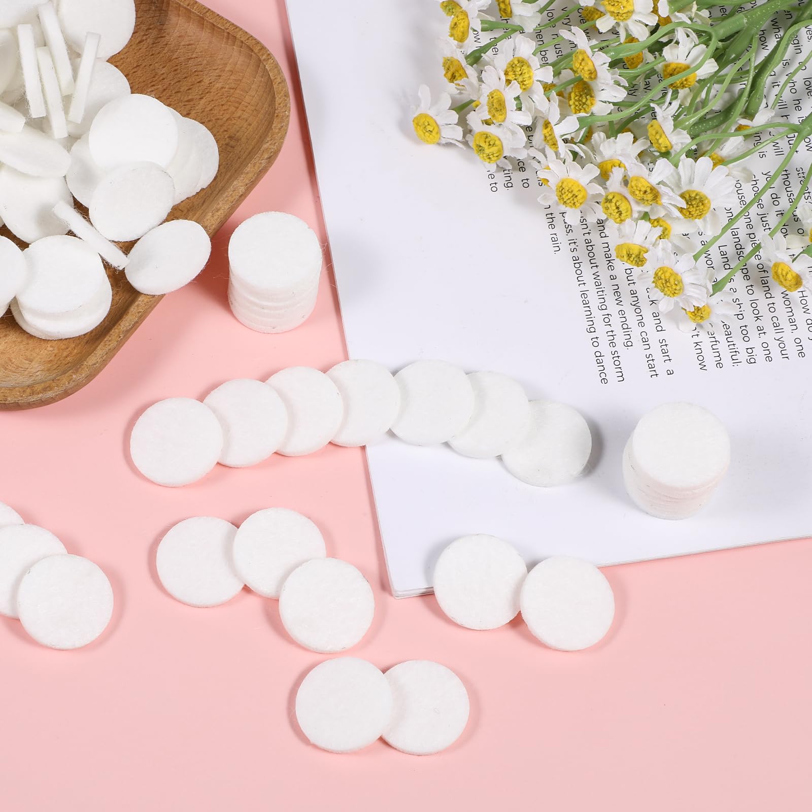 Diffuser Refill Pads, 50 Pcs 1 Inch Round Essential Oil Diffuser Pad Mini Microfibre Air Filter Scent Pads Unscented Pad for Hum
