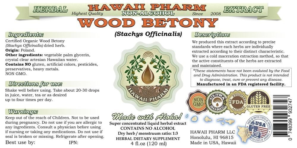 Wood Betony Alcohol-Free Liquid Extract, Organic Stachys Officinalis (Stachys Officinalis) Dried Herb Glycerite Natural Herbal S