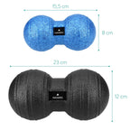 Navaris 2X Peanut Duo Ball - in 2 Sizes Duo Ball Fascia Ball Set - Trigger Point Ball - Fascia Balls - Black/Blue