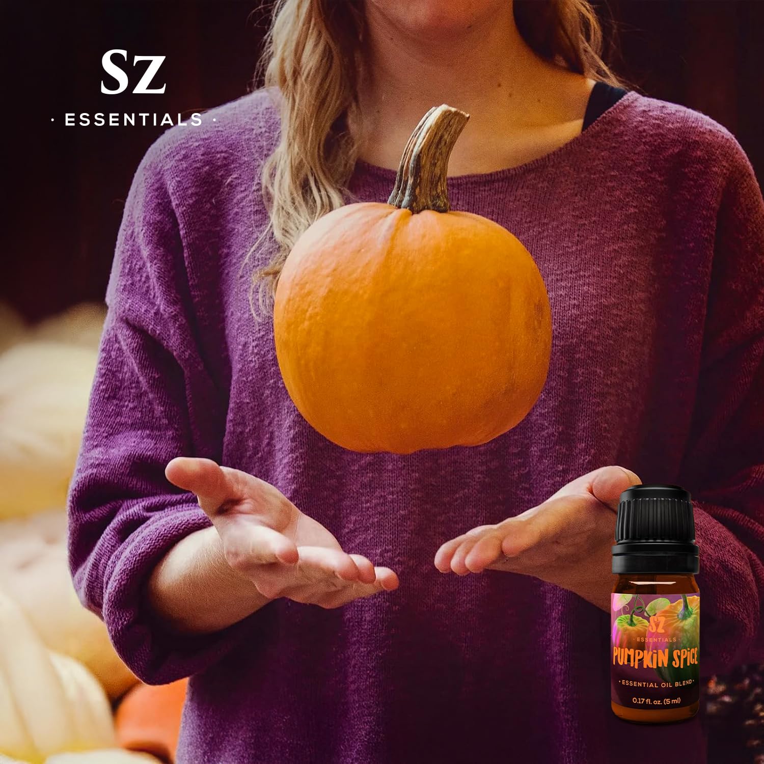 Sz Essentials - Pumpkin Spice Essential Oil for Diffuser and Humidifier - 100% Pure and Natural - Rich Pumpkin Spice Scent, with