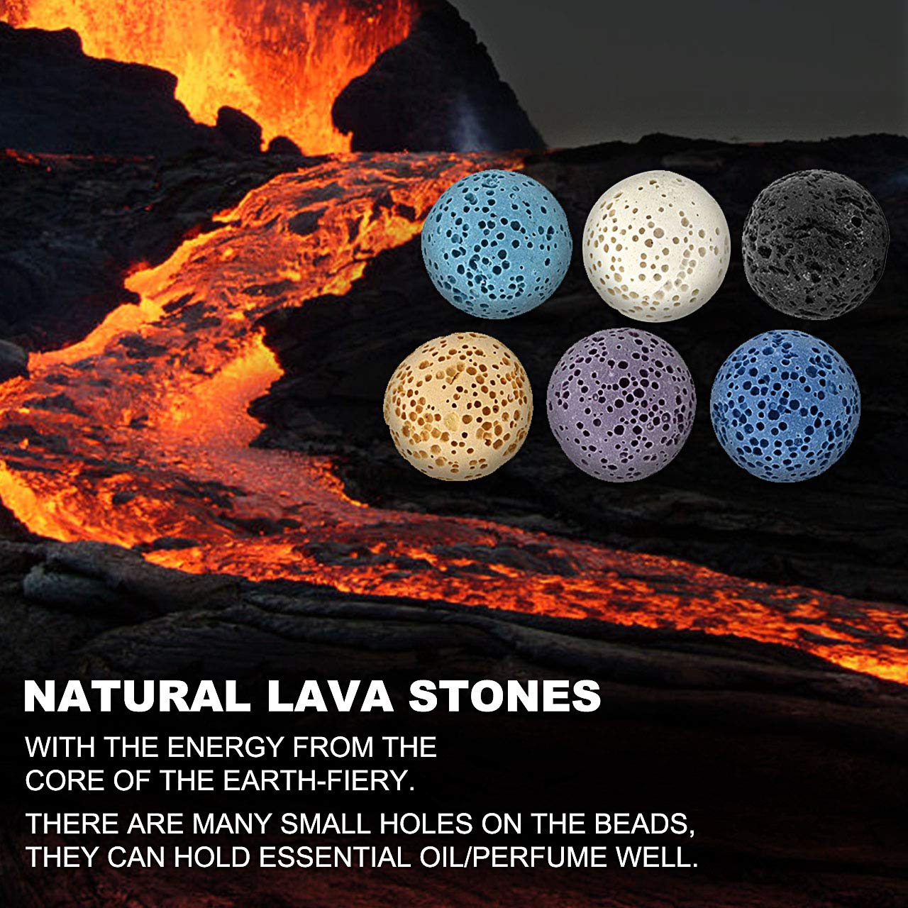 Top Plaza Lava Rock Stone Aromatherapy Essential Oil Diffuser Set Square Ceramic Fragrance Perfume Ware Bowl with 14Pcs Round Sh