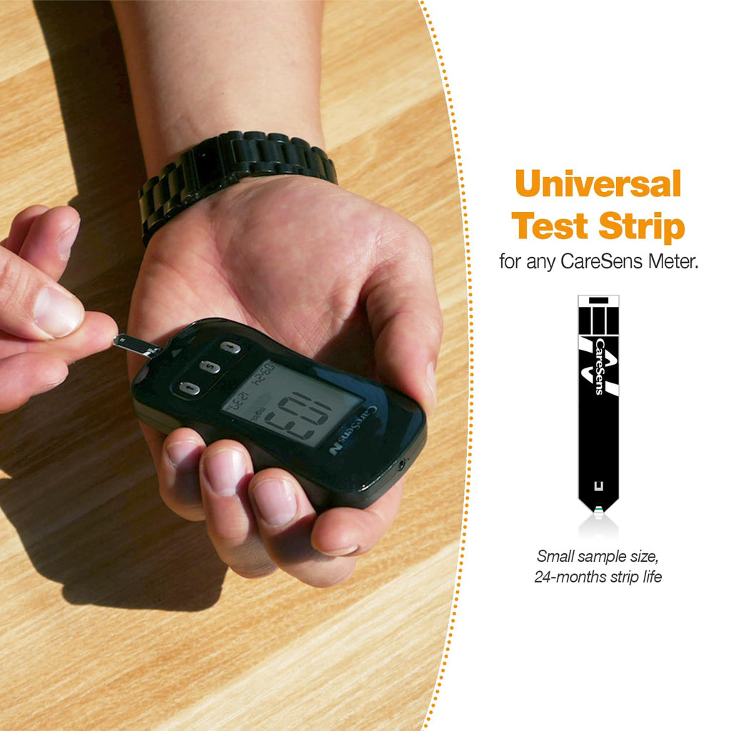 CareSens N Blood Glucose Monitor Kit with 100 Blood Sugar Test Strips, 100 Lancets, 1 Blood Glucose Meter, 1 Lancing Device, 1 C