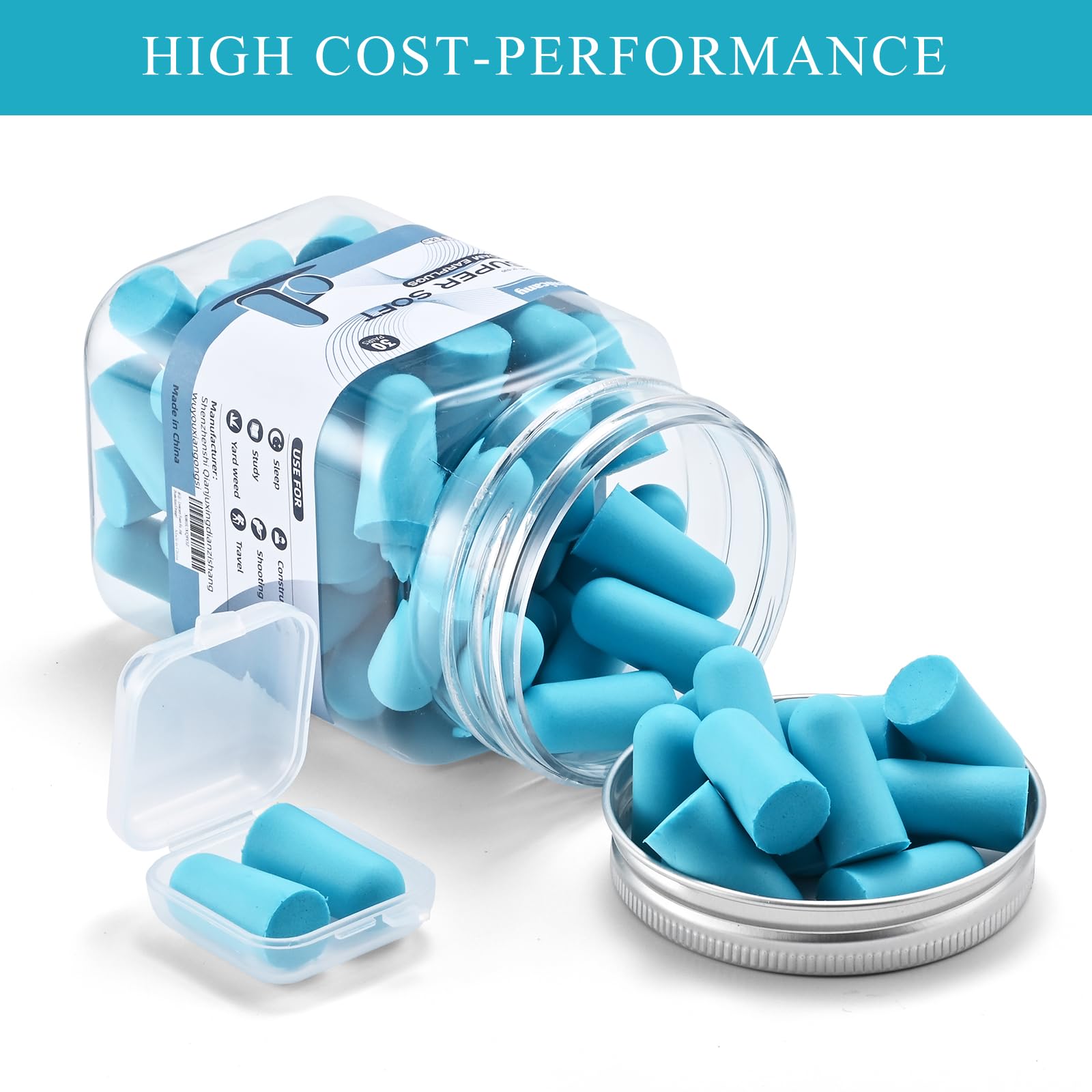 Lenicany 30Pair Soft Foam EarPlugs, 32dB Disposable Sound Blocking Noise Cancelling Ear Plugs for Sleeping/Concerts Loud Music/S