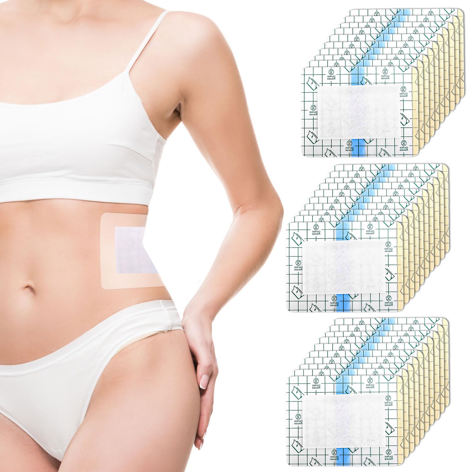 30pcs Castor Oil Pack Wrap, Self Adhesive Portable Castor Oil Belly Button Patch Anti Leakage Absorbent Cotton Perfect Gift for 