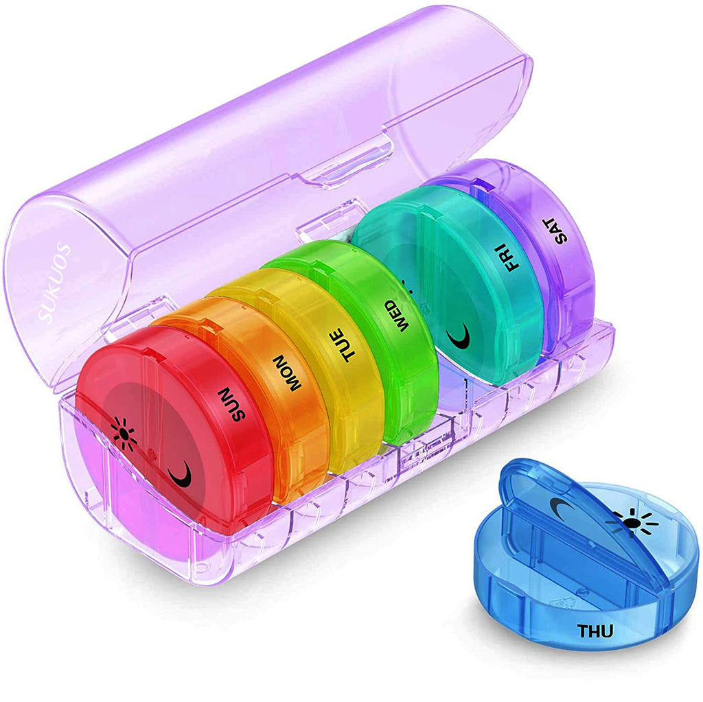 Sukuos Weekly Pill Organizer 7 Day 2 Times a Day, Large Daily Pill Box Easy to Open, BPA Free AM PM Pill Case for Medicine/Vitam