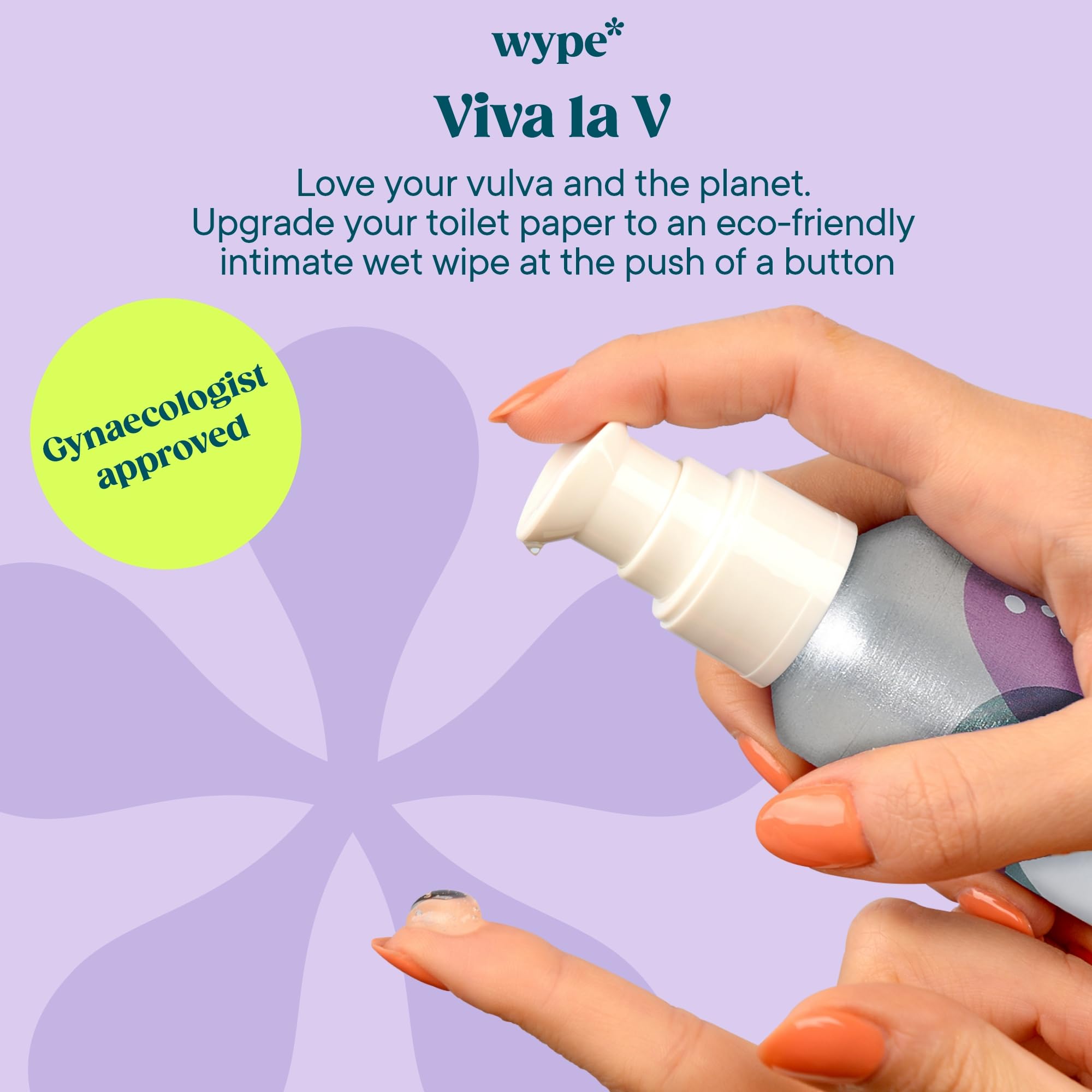 Wype | Viva La V | Toilet Paper Gel | Flushable Feminine Wipes Alternative | Feminine pH Balanced, Rose & Geranium Scented | Equ