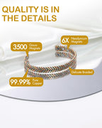 Feraco Pure Copper Bracelet for Women, Ultra Strength Magnetic Cuff Bangle with Neodymium Magnets, 99.99% Copper Jewelry Gift, T