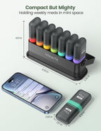 Weekly Pill Organizer 7 Day Two Times a Day, Rotatable Silicone Handle & 7 Detachable Daily Cases, Built-in Desiccant Moisture-P