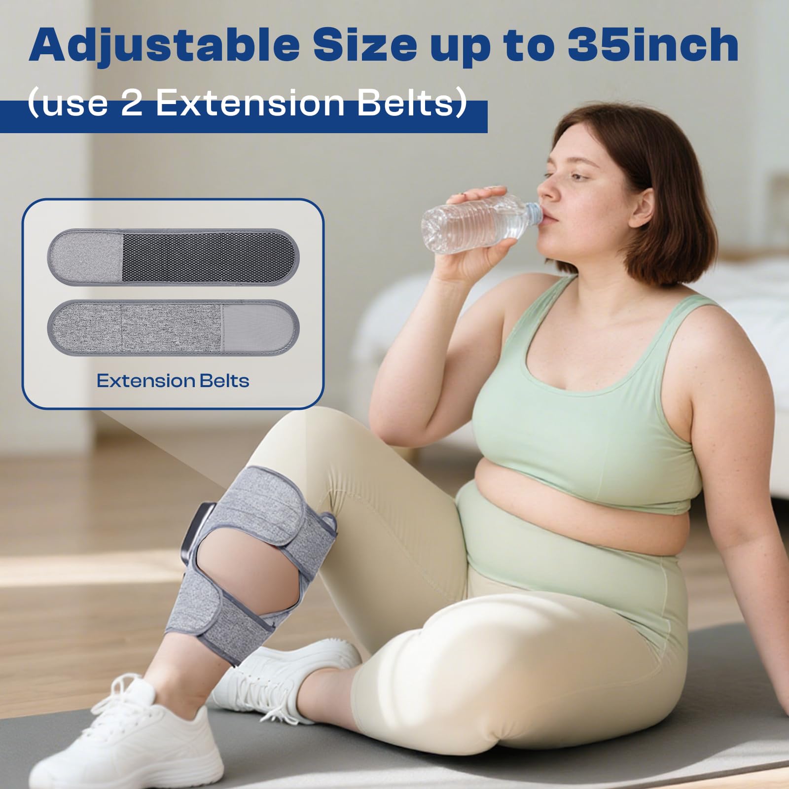 ZHOUMADE Cordless Leg Massager with Heat and Compression, Rechargeable Leg Compression Massager for Circulation, Muscle Relaxati