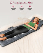 THERAZZAGGE Full Body Massage Mat with Heat, Independent Shiatsu Neck Massager Pillow, 10 Vibration Motors, 5 Modes & 3 Intensit