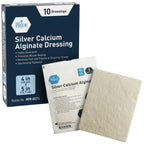 MED PRIDE Silver Calcium Alginate Wound Dressing 4X5 Pads Non-Stick Highly Absorbent 10-Pack