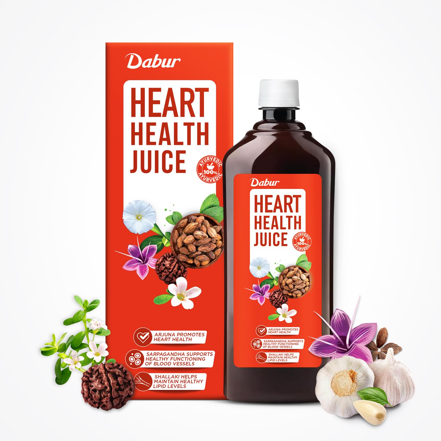 Dabur Heart Health Juice  1L | Ayurvedic Cardiac Care Juice | Enriched With 10+ Ayurvedic Herbs | No Artificial Colors, Flavour
