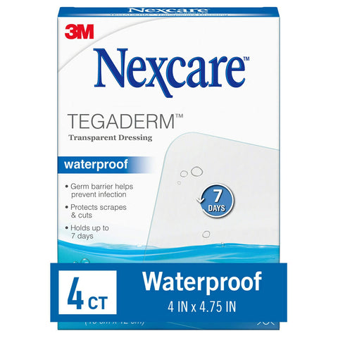 Nexcare Tegaderm Waterproof Transparent Dressing, Dirtproof, Germproof, Provides Protection To Minor Burns, Scrapes, Cuts, Blist