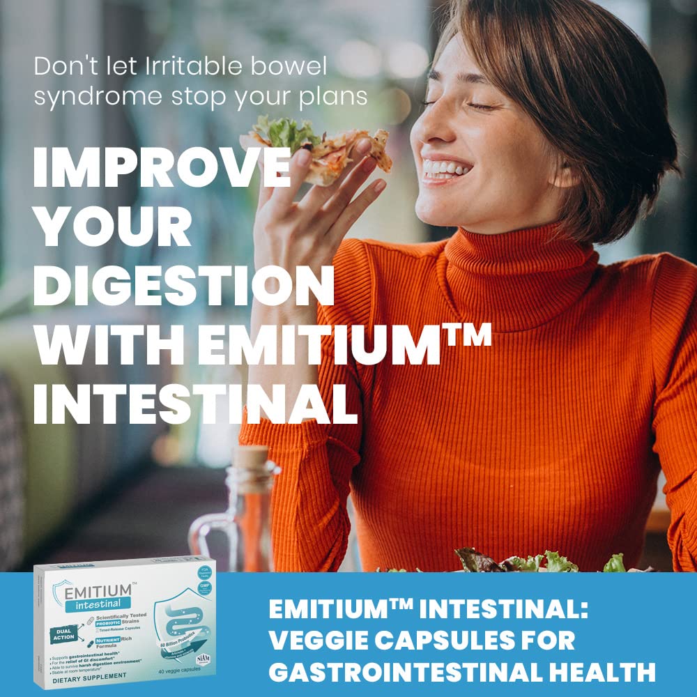 EMITIUM Probiotics & Prebiotics | IBS Relief, Diarrhea, Gas, Colon Health, Digestive Support | Artichoke & Vitamins | Irritable