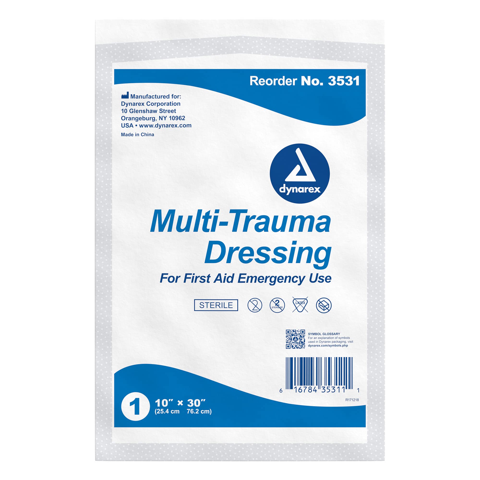 Medique 66901 Medi-First Multi-Trauma Dressing, 10-Inch X 30-Inch 1-Dressing, White