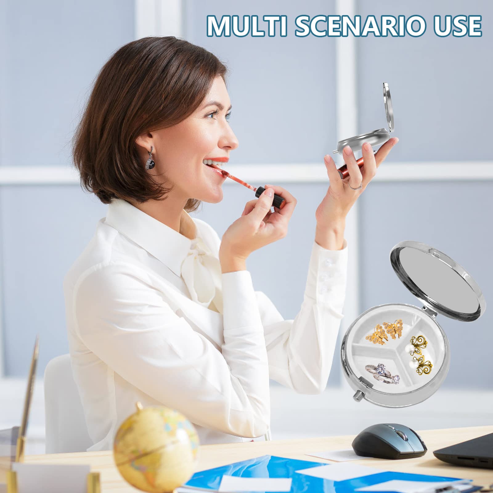 Pill Box 3 Compartment Medicine Case, Portable Pill Organizer for Pocket or Purse - Decorative Metal Medicine Box, Unique Gift (