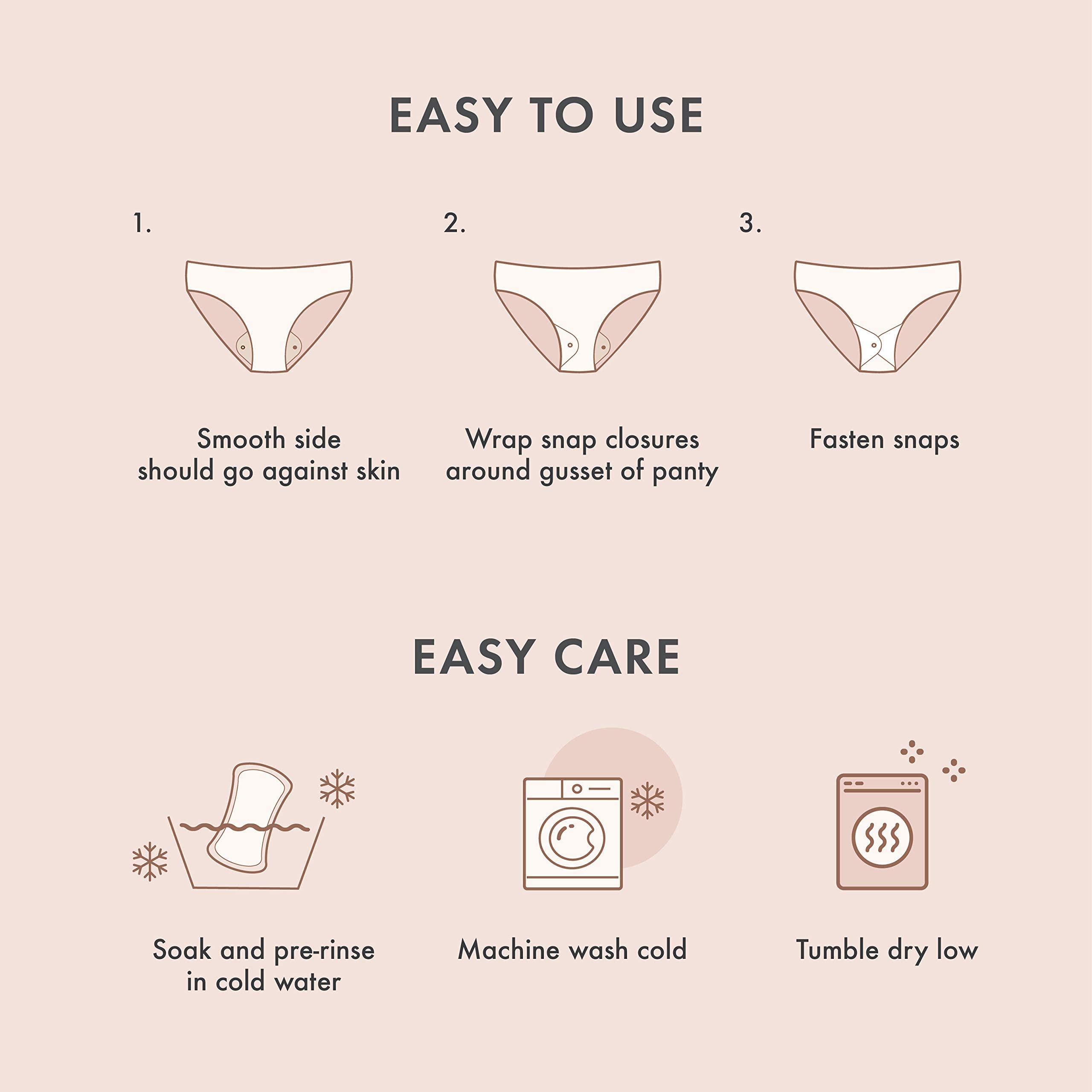 Rael Reusable Pads, Organic Cotton Cover - Postpartum Essential, Incontinence Pads for Women, Bladder Leakage Pads for Women, Th