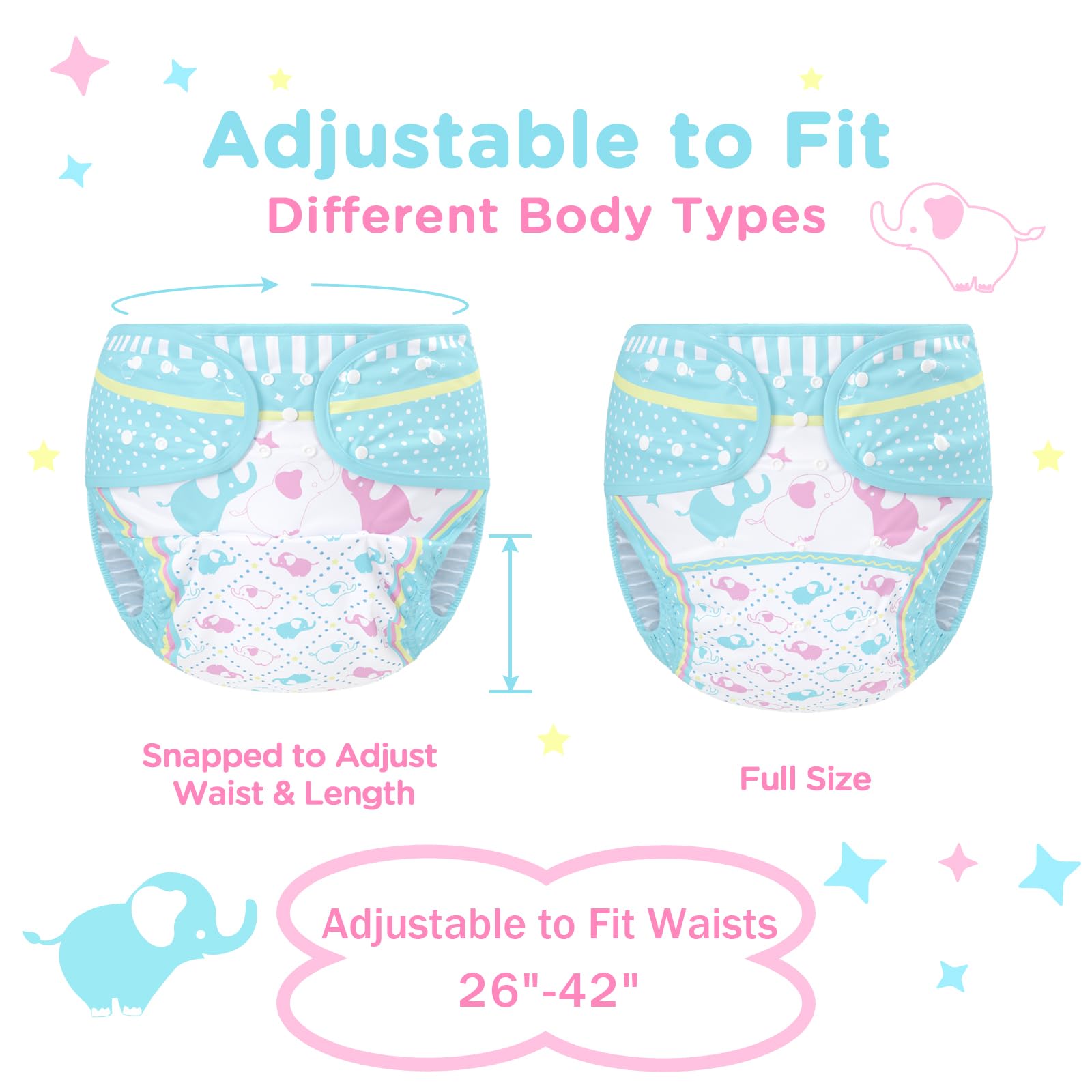 Littleforbig Washable Adjustable Reusable Waterproof Cloth Adult Diaper Wrap Cover One Size - Little Trunks