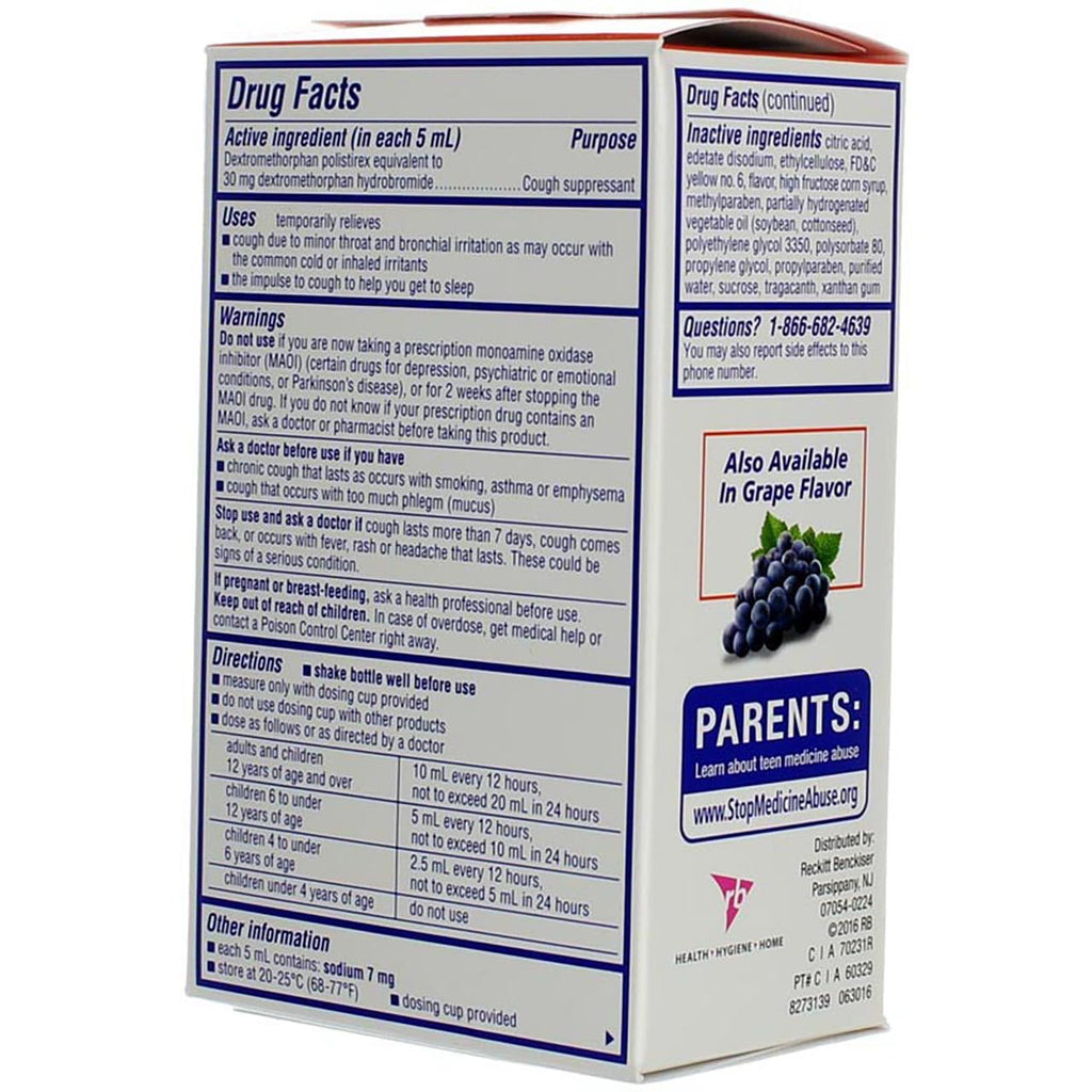 Delsym Adult Cough Suppressant Orange Flavored Liquid, 3 oz (Pack of 5)