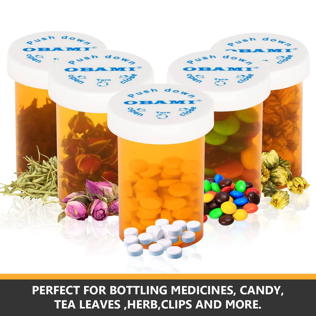Plastic Medicine Pill Bottles with Child Resistant Caps - Push Down and Turn - Prescription Vial, Medicine Container, Pill Cases