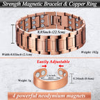 Cigmag 3X Copper Bracelet for Men Triple Ultra Strength Magnets, 99.99% Pure Copper Magnetic Bracelet & Copper Ring Set with Adj