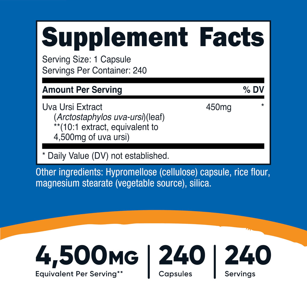 Nutricost Uva Ursi 4500mg, 240 Capsules - Vegetarian Capsules, Gluten Free, Non-GMO