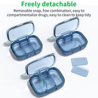 2 Pack 3 Compartment Small Pill Box, Moisture Proof Pill Case, Travel Pill Organizer for Pocket Purse, Daily Portable Medicine V