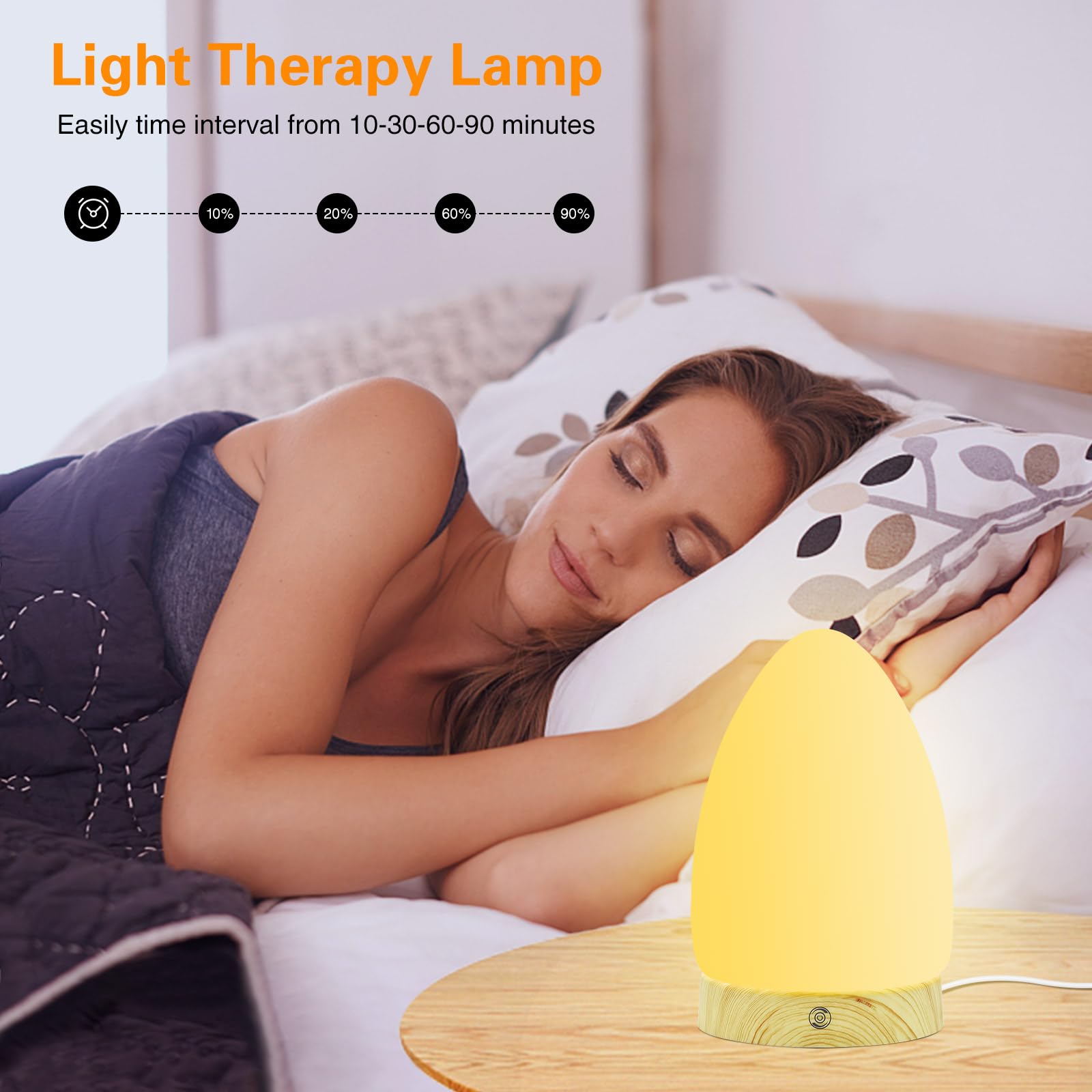 Hopihe Light Therapy Lamp, UV-Free 10000Lux Sunlight Lamp with Touch & Remote Control, Memory Function Happy Sun Lamp 4 Adjustab