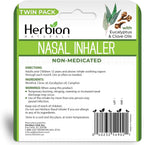 Herbion Naturals Nasal Inhaler Non-Medicated, 0.05 Fl Oz (1.5ml) - Relieves Nasal Congestion & Blockage, Sinusitis & Allergic Co
