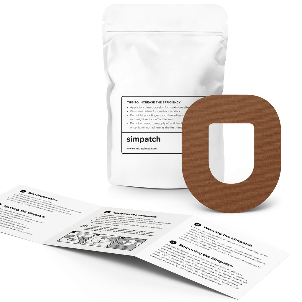 SIMPATCH Adhesive Patch for OmniPod - Pack of 25 - Multiple Colors Available (Brown)