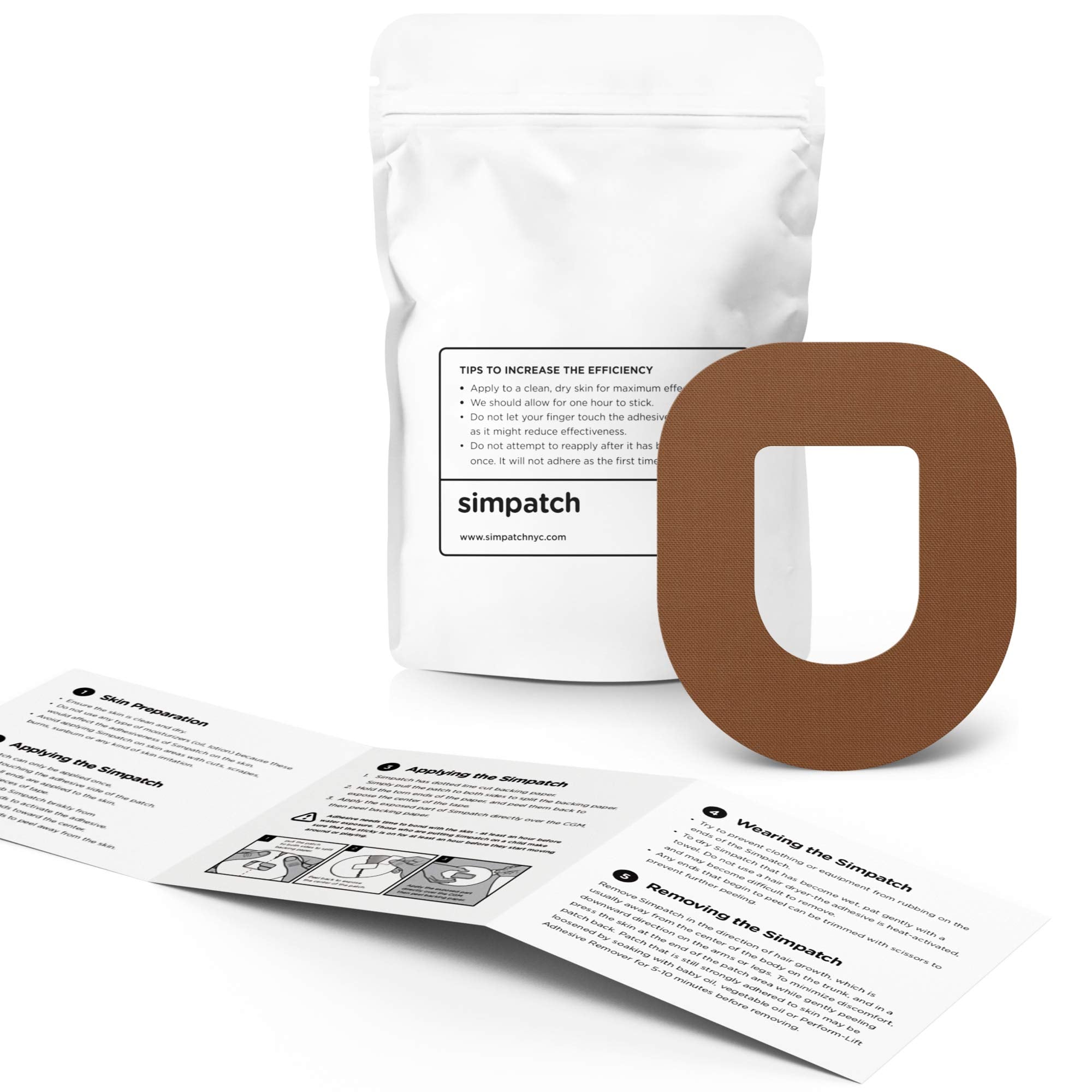 SIMPATCH Adhesive Patch for OmniPod - Pack of 25 - Multiple Colors Available (Brown)