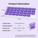 UHZBTEC Monthly 31 compartments Pill Organizer Day Pill Organizer for Medicine Vitamin Holder Container (Purple)