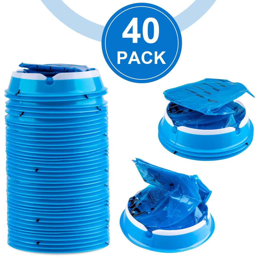 PHSZZ 40 Pack Vomit Bags Disposable, Leak Resistant Barf Bags, Portable Blue Vomit Bag, 1000 Ml Emesis Puke Throw Up Nausea Moti