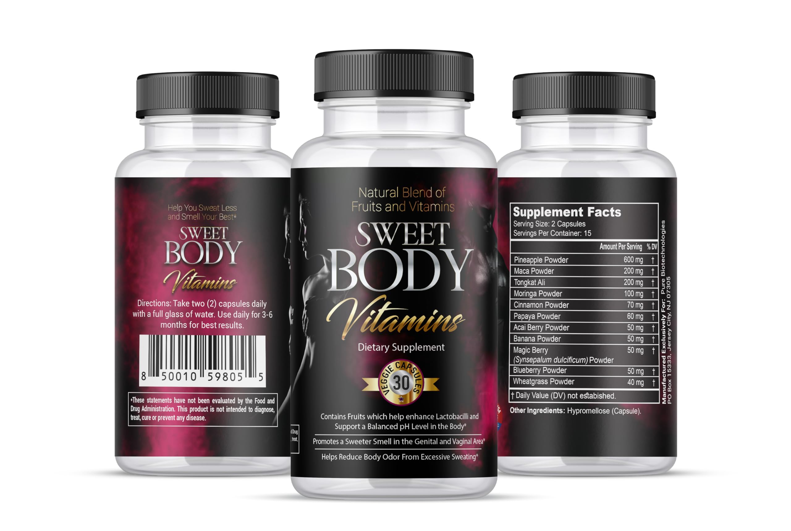 SweetBody Vitamins - Eliminates Body Odor and Reduces Sweating by Promoting a Balanced pH Level in The Body (1 Bottle - 30 Capsu