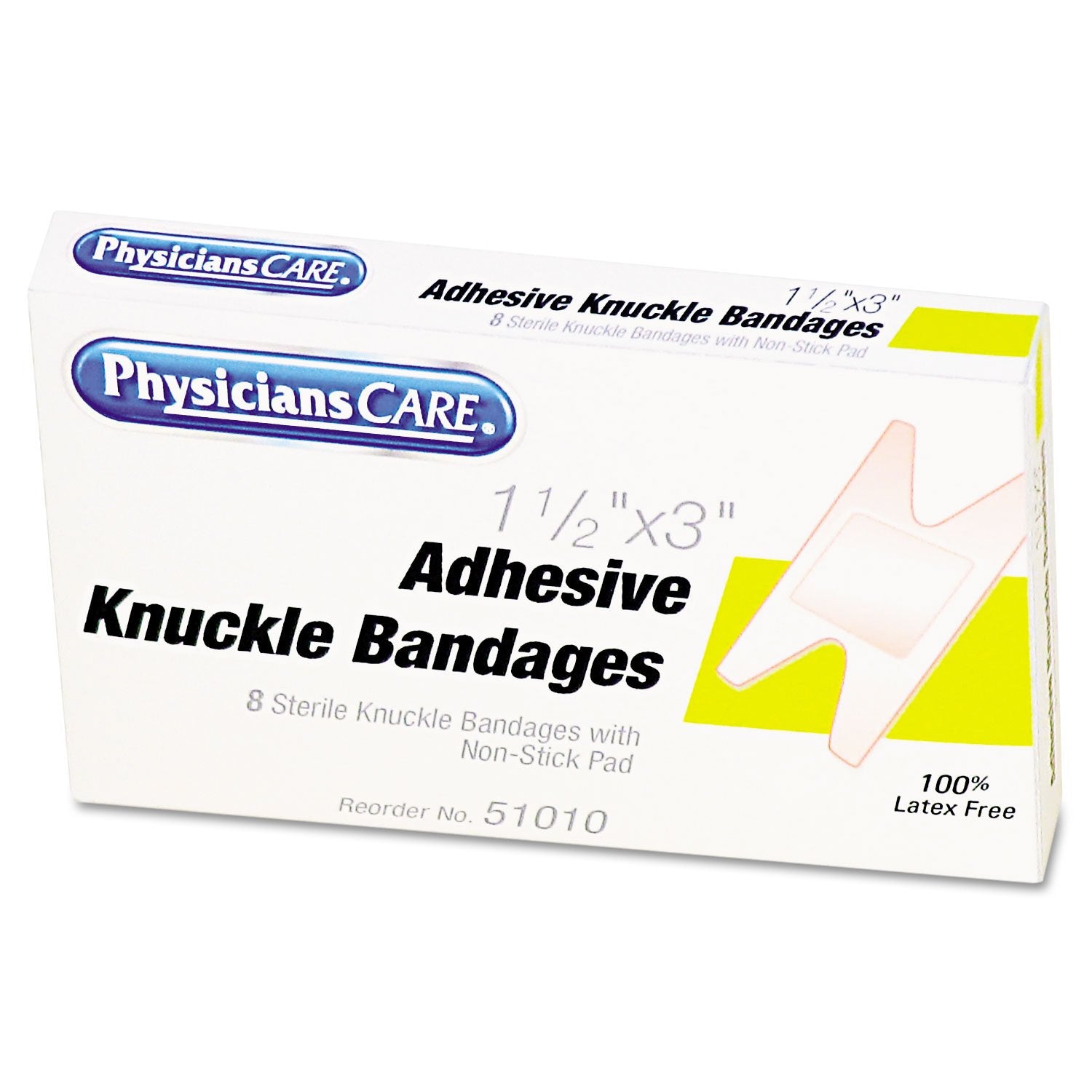 Pac-Kit by First Aid Only 1-009 Fabric Adhesive Light Woven Flexible Knuckle Bandage, 3 Length x 1-1/2 Width (Box of 8)