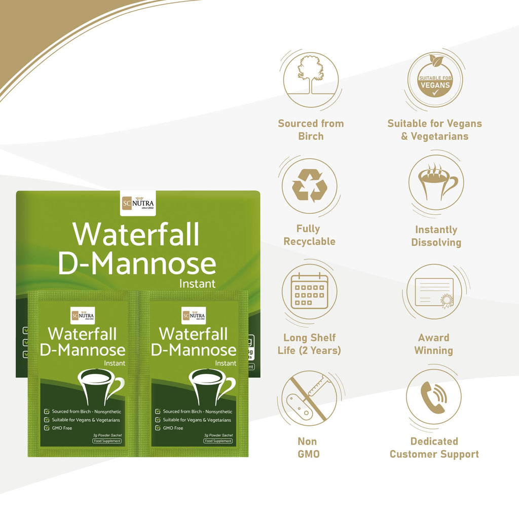 Sweet Cures Waterfall D-Mannose Powder Packets (30 x 3g Packets) XL Pack - D-Mannose sourced from Birch - Monthly Supply for Pre