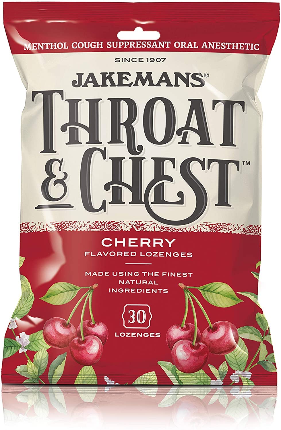 Jakemans Cherry Throat & Chest Lozenges Cough Drops - Cough, Sore Throat and Seasonal Distress Soothing Relief - Liquid Drop Sha