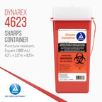 Dynarex 4623 Sharp Container, Provides a Safe Disposal of Medical Waste and Needles, Non-Sterile & Latex-Free, 2 Quarts, Made wi