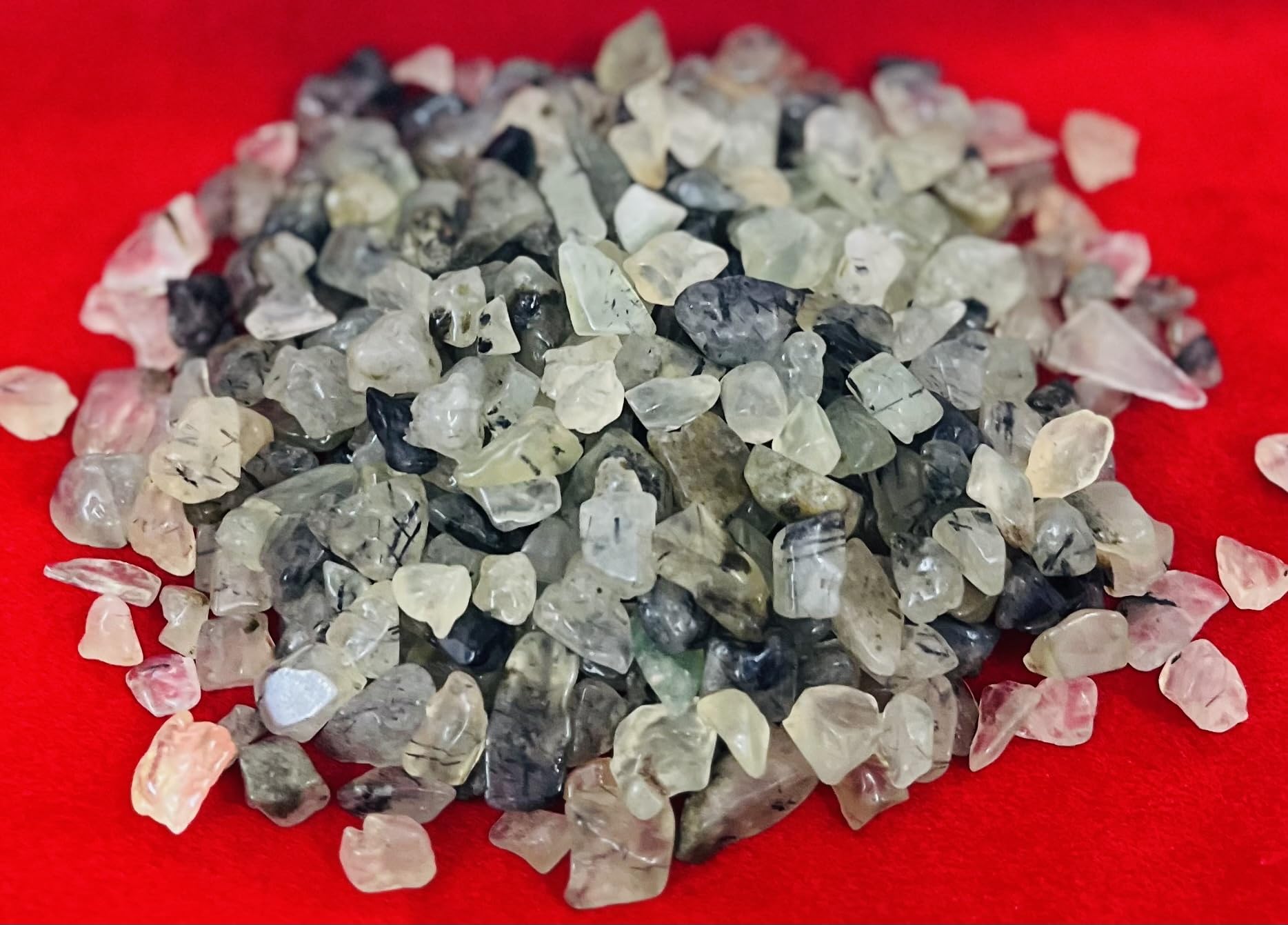 Indian Consigners Natural Crushed Polished Tumbled Gem Stone Chips, Decoration & Healing Crystals(Prehnite)