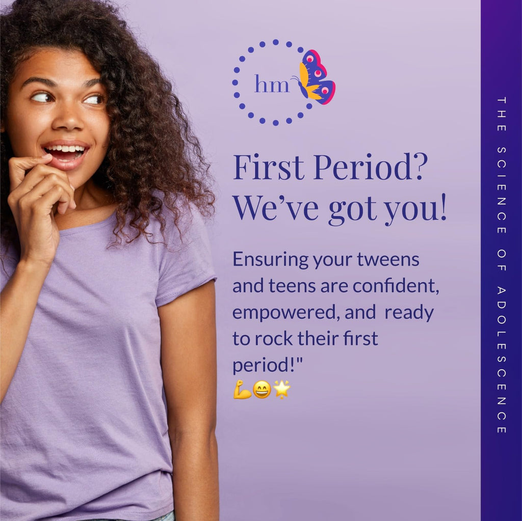 happie moon First Period Kit for Tweens | Small Period Pads | Great for School and On The Go | Zero Chlorine, Bleach, Dyes and F