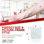 Transparent Film Dressing, 8'' x 12'' Box of 10 - Waterproof Wound Bandage Adhesive Patches, Post Surgical Shower or IV Shield,