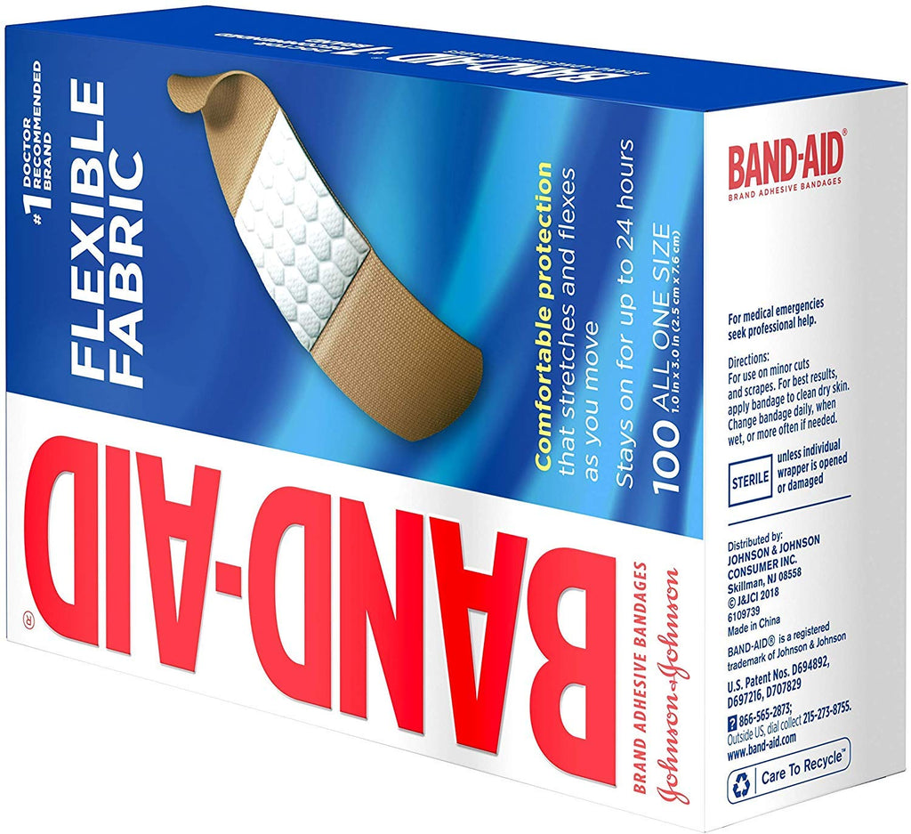 Johnson & Johnson JJ4444 Band-Aid Woven Adhesive Bandages, 1 '' x 3 '', Tan (Box of 100)