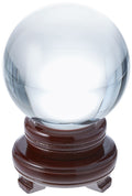 Amlong Crystal New Clear Crystal Ball Sphere Asian Quartz 80mm (3 inch Diameter) with Wooden Stand and Gift Box