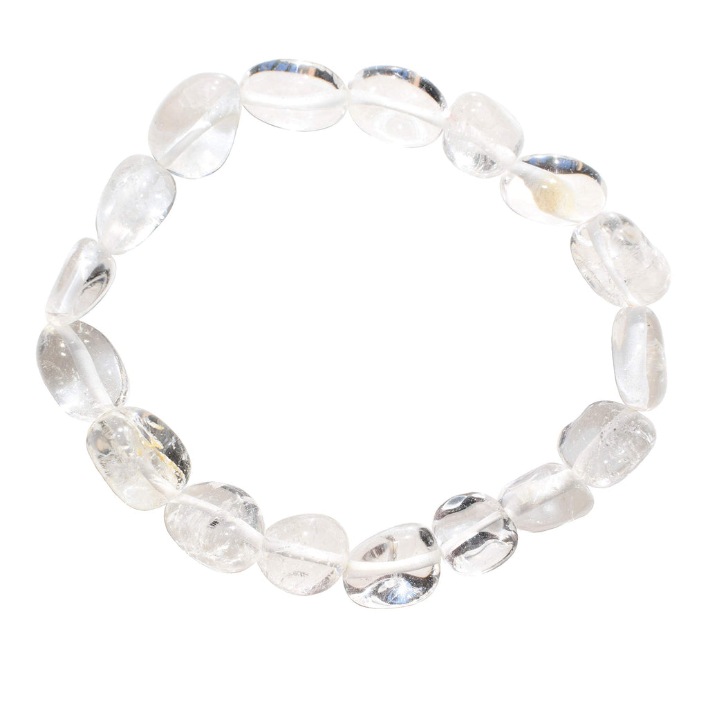 CHARGED Amplifier Clear Quartz Crystal Bracelet Tumble Polished Stretchy + Selenite Heart Charging Crystal Included (AMPLIFY BOD