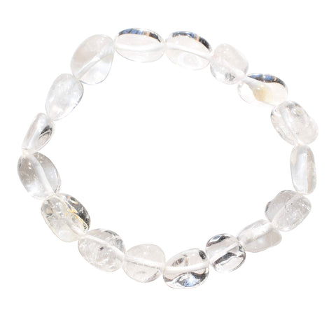CHARGED Amplifier Clear Quartz Crystal Bracelet Tumble Polished Stretchy + Selenite Heart Charging Crystal Included (AMPLIFY BOD
