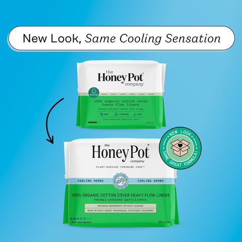 The Honey Pot Company - Herbal Panty Liners for Women - Heavy Flow w/Wings - Infused w/Essential Oils for Cooling Effect & Organ