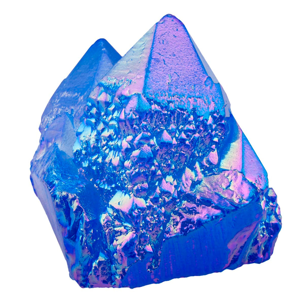 Rockcloud Healing Crystal Natural Titanium Coated Blue Rock Quartz Cluster Geode Druzy Home Decoration Gemstone Specimen
