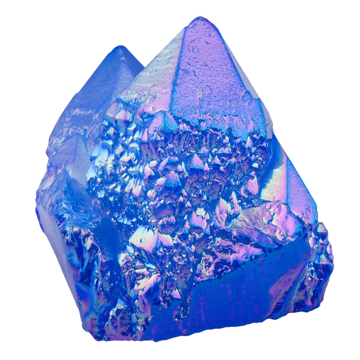 Rockcloud Healing Crystal Natural Titanium Coated Blue Rock Quartz Cluster Geode Druzy Home Decoration Gemstone Specimen