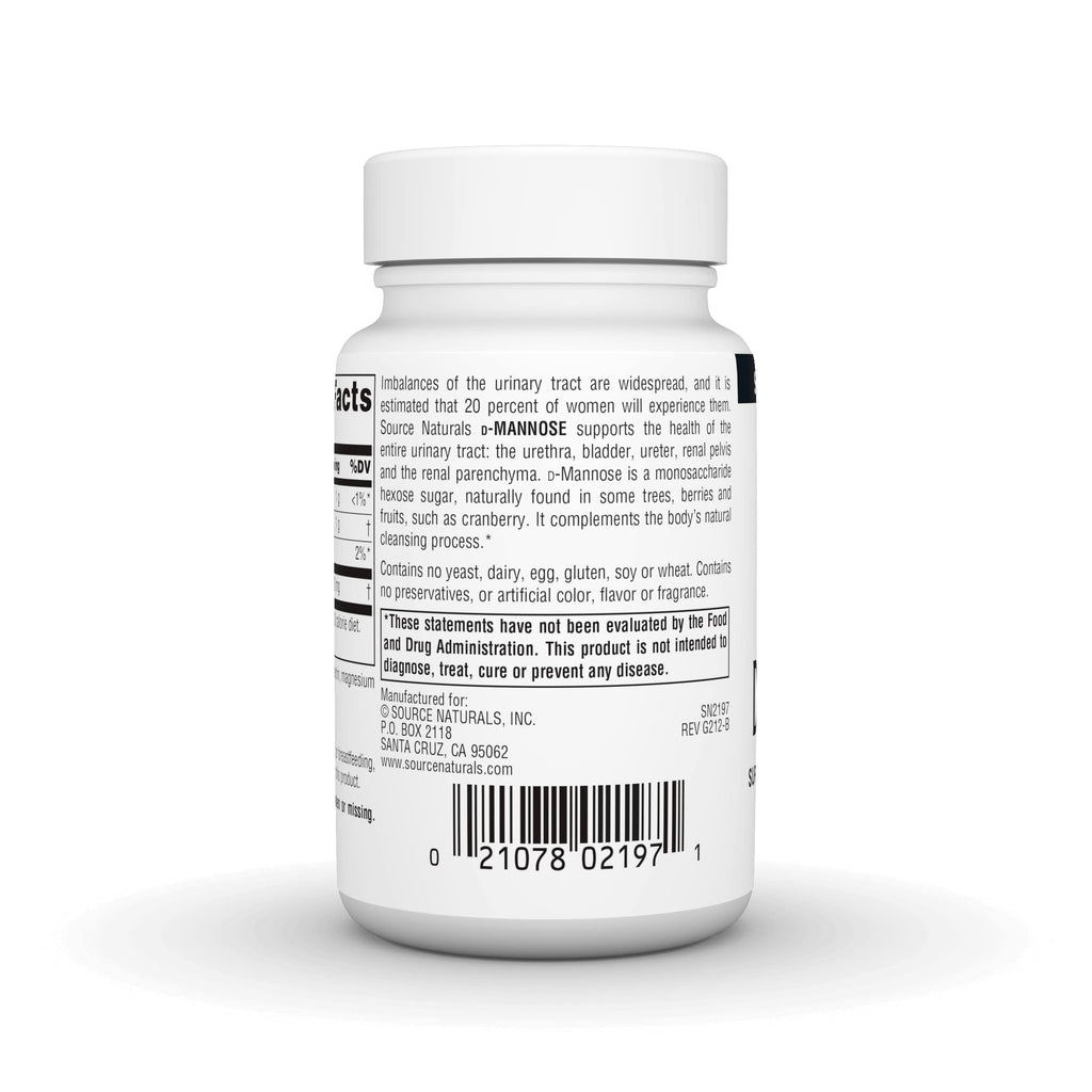Source Naturals D-Mannose, Potent Urinary Tract & Bladder Health Support*, 500mg - 30 Capsules